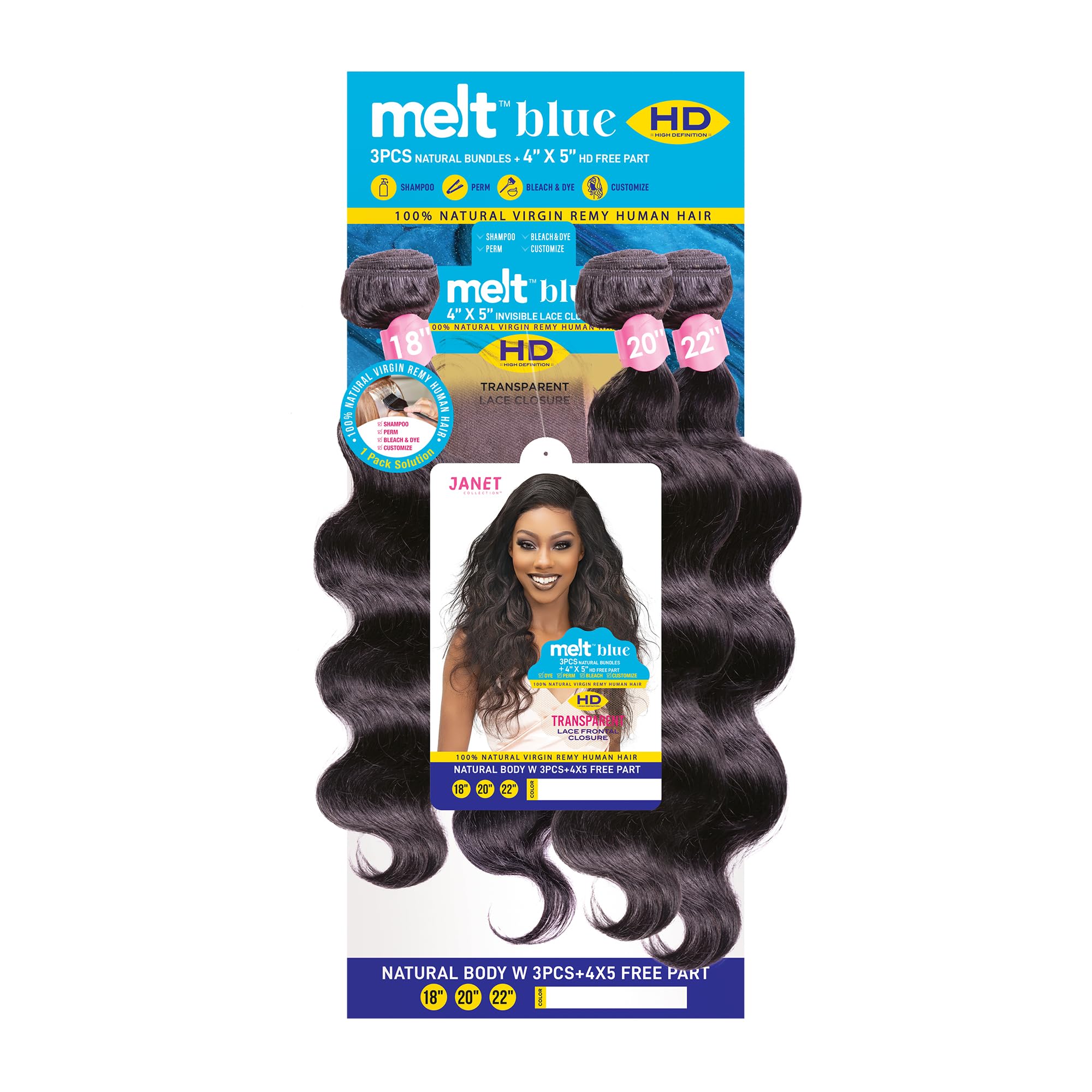 Amazon.com : Janet Collection – MELT BLUE Natural Body 3PCS + 4x5